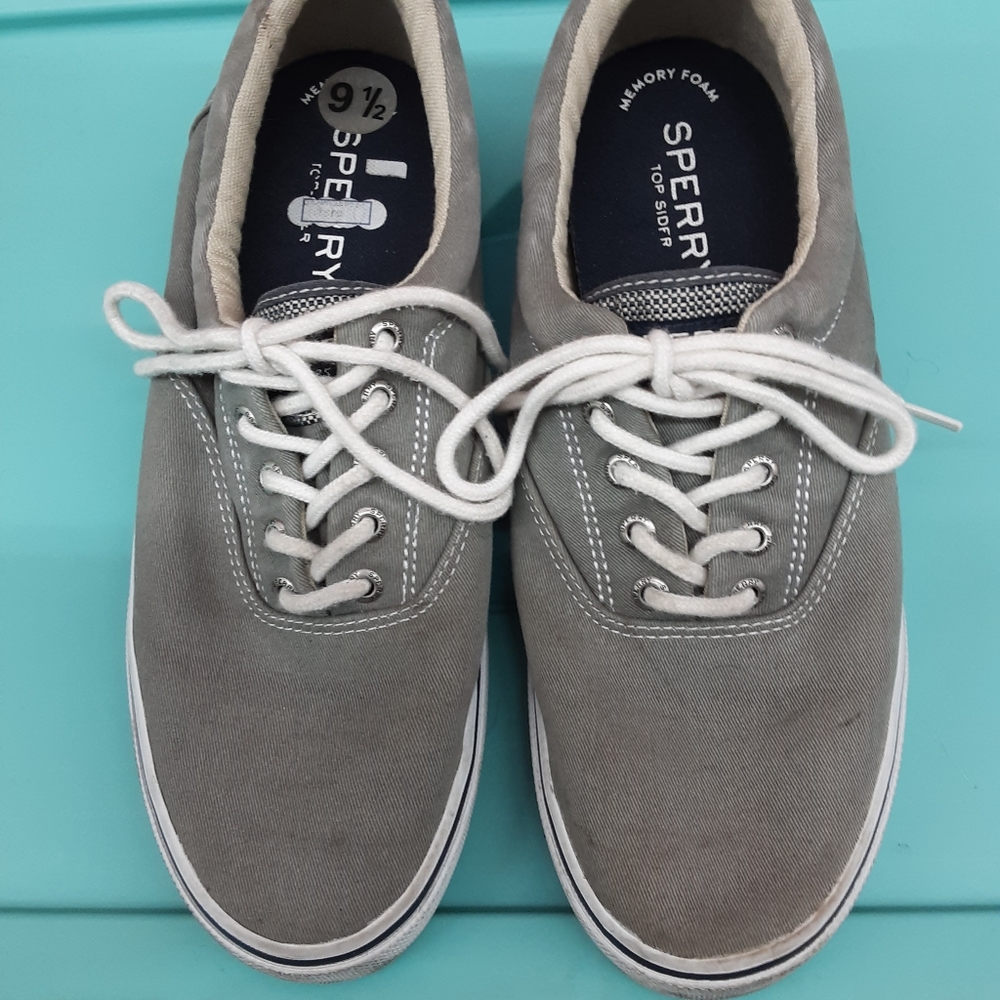 Sperry Men's Top Slider Gray Canvas Deck Shoes Sneakers Size 9.5 - Picture 2 of 10